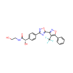 O=C(NCCO)[C@@H](O)c1ccc(-c2noc(-c3noc(-c4ccccc4)c3C(F)(F)F)n2)cc1 ZINC000167269801