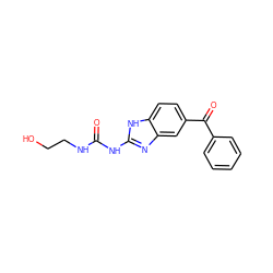 O=C(NCCO)Nc1nc2cc(C(=O)c3ccccc3)ccc2[nH]1 ZINC000028004733