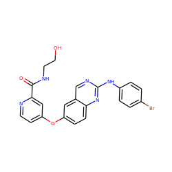 O=C(NCCO)c1cc(Oc2ccc3nc(Nc4ccc(Br)cc4)ncc3c2)ccn1 ZINC000073258569