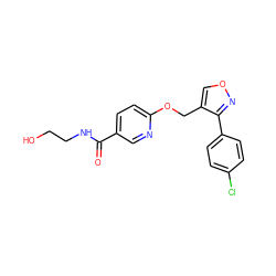 O=C(NCCO)c1ccc(OCc2conc2-c2ccc(Cl)cc2)nc1 ZINC000141402129