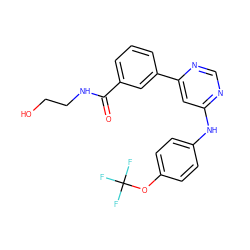 O=C(NCCO)c1cccc(-c2cc(Nc3ccc(OC(F)(F)F)cc3)ncn2)c1 ZINC000064539753