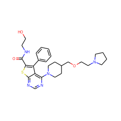 O=C(NCCO)c1sc2ncnc(N3CCC(COCCN4CCCC4)CC3)c2c1-c1ccccc1 ZINC000205809351