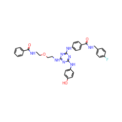 O=C(NCCOCCNc1nc(Nc2ccc(O)cc2)nc(Nc2ccc(C(=O)NCc3ccc(F)cc3)cc2)n1)c1ccccc1 ZINC000261141043