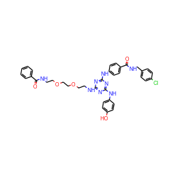 O=C(NCCOCCOCCNc1nc(Nc2ccc(O)cc2)nc(Nc2ccc(C(=O)NCc3ccc(Cl)cc3)cc2)n1)c1ccccc1 ZINC000198470988