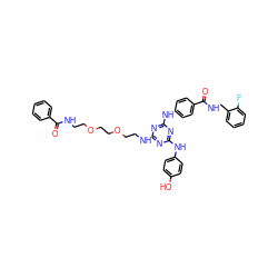 O=C(NCCOCCOCCNc1nc(Nc2ccc(O)cc2)nc(Nc2ccc(C(=O)NCc3ccccc3F)cc2)n1)c1ccccc1 ZINC000198480462