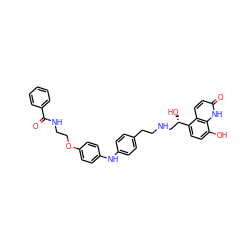 O=C(NCCOc1ccc(Nc2ccc(CCNC[C@H](O)c3ccc(O)c4[nH]c(=O)ccc34)cc2)cc1)c1ccccc1 ZINC000169332150