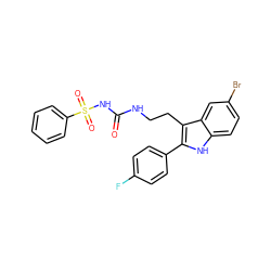 O=C(NCCc1c(-c2ccc(F)cc2)[nH]c2ccc(Br)cc12)NS(=O)(=O)c1ccccc1 ZINC000029041490