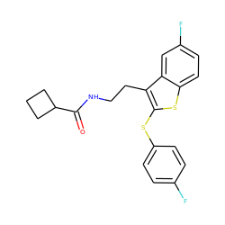 O=C(NCCc1c(Sc2ccc(F)cc2)sc2ccc(F)cc12)C1CCC1 ZINC000006745454