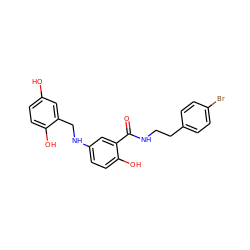 O=C(NCCc1ccc(Br)cc1)c1cc(NCc2cc(O)ccc2O)ccc1O ZINC000013861840