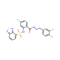 O=C(NCCc1ccc(Cl)c(Cl)c1)c1ccc(Cl)cc1NS(=O)(=O)c1cccc2nsnc12 ZINC000049680030