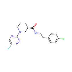 O=C(NCCc1ccc(Cl)cc1)[C@@H]1CCCN(c2ncc(F)cn2)C1 ZINC000169310208