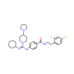 O=C(NCCc1ccc(Cl)cc1Cl)c1ccc(N/C(=N/C2CCCCC2)N2CCC(N3CCCC3)CC2)cc1 ZINC000028458965