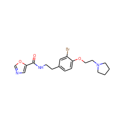 O=C(NCCc1ccc(OCCN2CCCC2)c(Br)c1)c1cnco1 ZINC000043021725