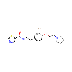 O=C(NCCc1ccc(OCCN2CCCC2)c(Br)c1)c1cncs1 ZINC000043062084