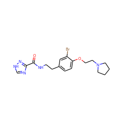 O=C(NCCc1ccc(OCCN2CCCC2)c(Br)c1)c1nc[nH]n1 ZINC000043065294