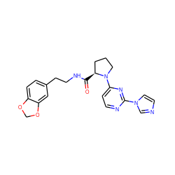 O=C(NCCc1ccc2c(c1)OCO2)[C@H]1CCCN1c1ccnc(-n2ccnc2)n1 ZINC000035276424