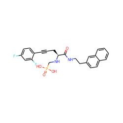 O=C(NCCc1ccc2ccccc2c1)[C@H](CC#Cc1ccc(F)cc1F)NCP(=O)(O)O ZINC000013779390