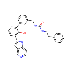 O=C(NCCc1ccccc1)NCc1cccc(-c2cccc(-c3cc4cnccc4[nH]3)c2O)c1 ZINC000101045548