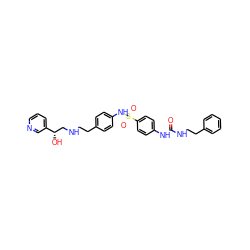 O=C(NCCc1ccccc1)Nc1ccc(S(=O)(=O)Nc2ccc(CCNC[C@H](O)c3cccnc3)cc2)cc1 ZINC000026835506