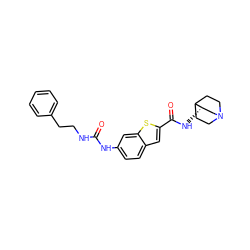 O=C(NCCc1ccccc1)Nc1ccc2cc(C(=O)N[C@H]3CN4CCC3CC4)sc2c1 ZINC000003938425