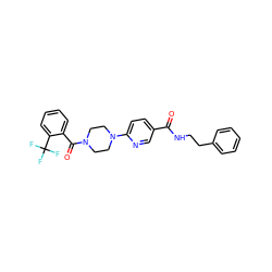 O=C(NCCc1ccccc1)c1ccc(N2CCN(C(=O)c3ccccc3C(F)(F)F)CC2)nc1 ZINC000045339565