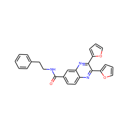 O=C(NCCc1ccccc1)c1ccc2nc(-c3ccco3)c(-c3ccco3)nc2c1 ZINC000002951083