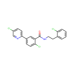 O=C(NCCc1ccccc1Cl)c1cc(-c2ccc(Cl)cn2)ccc1Cl ZINC000072178036