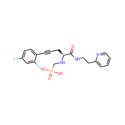 O=C(NCCc1ccccn1)[C@H](CC#Cc1ccc(F)cc1F)NCP(=O)(O)O ZINC000013779395