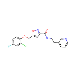 O=C(NCCc1cccnc1)c1cc(COc2ccc(F)cc2Cl)on1 ZINC000015061672