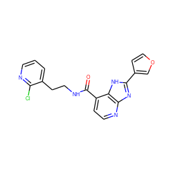 O=C(NCCc1cccnc1Cl)c1ccnc2nc(-c3ccoc3)[nH]c12 ZINC000084655531