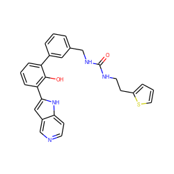 O=C(NCCc1cccs1)NCc1cccc(-c2cccc(-c3cc4cnccc4[nH]3)c2O)c1 ZINC000101044693