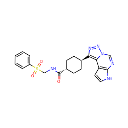 O=C(NCS(=O)(=O)c1ccccc1)[C@H]1CC[C@H](c2nnn3cnc4[nH]ccc4c23)CC1 ZINC001772581815