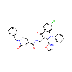 O=C(NCc1c(-c2ncco2)n(-c2ccccc2)c2cc(Cl)ccc2c1=O)c1ccn(Cc2ccccc2)c(=O)c1 ZINC000096170089