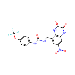 O=C(NCc1cc([N+](=O)[O-])cc2[nH]c(=O)c(=O)[nH]c12)Nc1ccc(OC(F)(F)F)cc1 ZINC000027553831