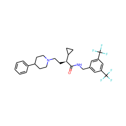 O=C(NCc1cc(C(F)(F)F)cc(C(F)(F)F)c1)[C@@H](CCN1CCC(c2ccccc2)CC1)C1CC1 ZINC000029040106