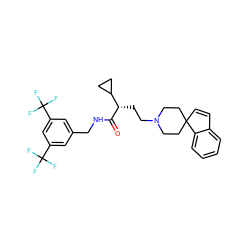 O=C(NCc1cc(C(F)(F)F)cc(C(F)(F)F)c1)[C@@H](CCN1CCC2(C=Cc3ccccc32)CC1)C1CC1 ZINC000034804278