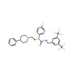 O=C(NCc1cc(C(F)(F)F)cc(C(F)(F)F)c1)[C@H](CCN1CCC(c2ccccc2)CC1)c1ccc(F)cc1 ZINC000034804257