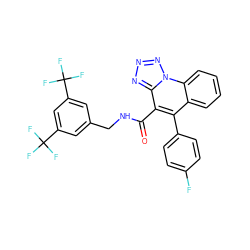 O=C(NCc1cc(C(F)(F)F)cc(C(F)(F)F)c1)c1c(-c2ccc(F)cc2)c2ccccc2n2nnnc12 ZINC000042876063