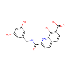 O=C(NCc1cc(O)cc(O)c1)c1ccc2ccc(C(=O)O)c(O)c2n1 ZINC000026500831