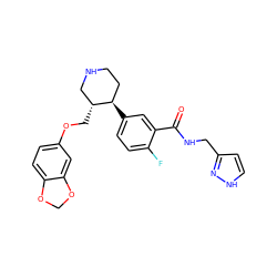 O=C(NCc1cc[nH]n1)c1cc([C@@H]2CCNC[C@H]2COc2ccc3c(c2)OCO3)ccc1F ZINC001772601519