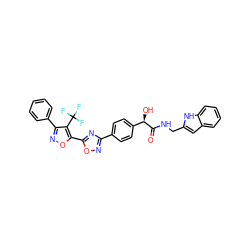 O=C(NCc1cc2ccccc2[nH]1)[C@H](O)c1ccc(-c2noc(-c3onc(-c4ccccc4)c3C(F)(F)F)n2)cc1 ZINC000167373883