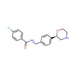 O=C(NCc1ccc([C@@H]2CNCCO2)cc1)c1ccc(Cl)cc1 ZINC000117717757