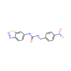 O=C(NCc1ccc([N+](=O)[O-])cc1)Nc1ccc2nnsc2c1 ZINC000095585076