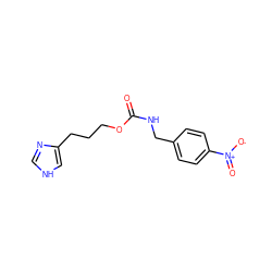 O=C(NCc1ccc([N+](=O)[O-])cc1)OCCCc1c[nH]cn1 ZINC000013747069