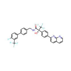 O=C(NCc1ccc(-c2ccc(F)c(C(F)(F)F)c2)cc1)[C@](O)(c1ccc(-c2ccc3cccnc3n2)cc1)C(F)(F)F ZINC000095575495