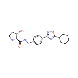 O=C(NCc1ccc(-c2noc(C3CCCCC3)n2)cc1)[C@H]1NCC[C@@H]1O ZINC000058494289