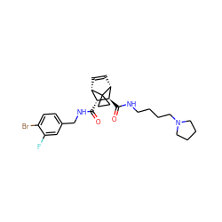 O=C(NCc1ccc(Br)c(F)c1)[C@@H]1[C@@H]2C=C[C@H]([C@H]1C(=O)NCCCCN1CCCC1)C21CC1 ZINC000168436108