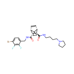 O=C(NCc1ccc(Br)c(F)c1F)[C@@H]1[C@@H]2C=C[C@H]([C@H]1C(=O)NCCCCN1CCCC1)C21CC1 ZINC000168372930