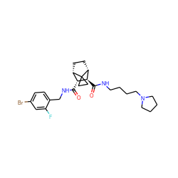 O=C(NCc1ccc(Br)cc1F)[C@@H]1[C@@H]2CC[C@H]([C@H]1C(=O)NCCCCN1CCCC1)C21CC1 ZINC000168527133