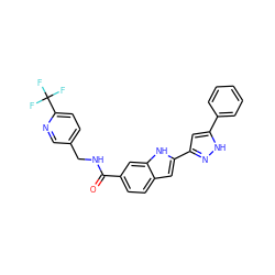 O=C(NCc1ccc(C(F)(F)F)nc1)c1ccc2cc(-c3cc(-c4ccccc4)[nH]n3)[nH]c2c1 ZINC000049807923